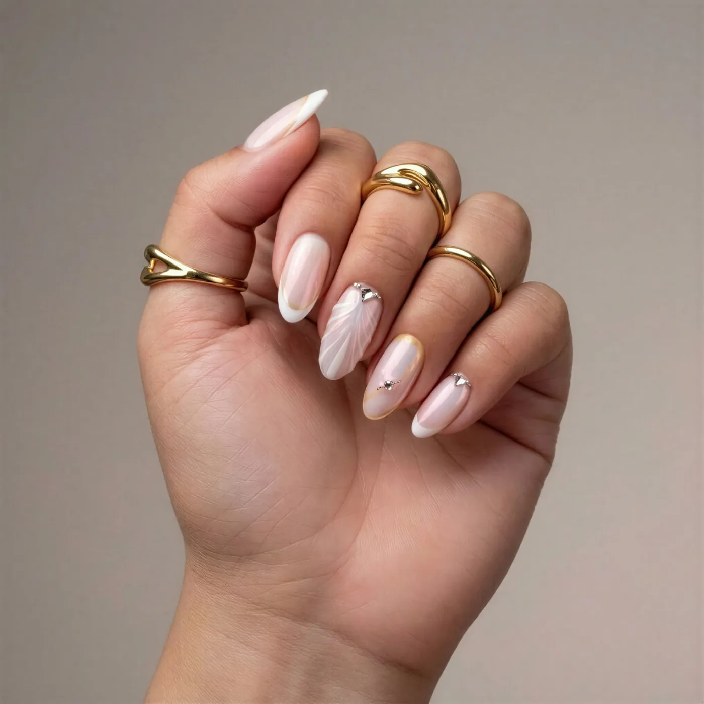 Manicura francesa con diseño negro en Hi Studio Providencia